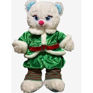 Build-A-Bear Workshop Frozen Elsa White Bear Plush Toy In Green Elf Outfit